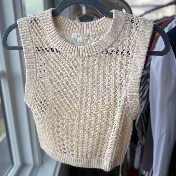 A.L.C. Beuden Sleeveless Open-Knit Crop Top - Picture 2 of 3